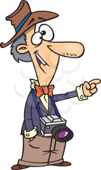 Royalty Free Clipart Image of a Man With a Camera Pointing