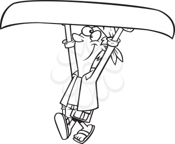 Royalty Free Clipart Image of a Person Carrying a Canoe