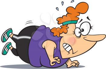 Royalty Free Clipart Image of an Overweight Woman Doing Push Ups