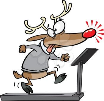 Royalty Free Clipart Image of a Reindeer on a Treadmill