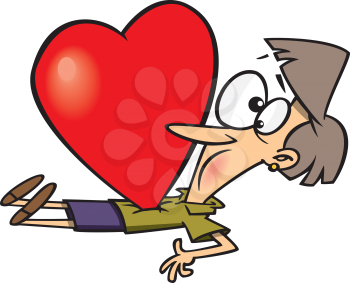 Royalty Free Clipart Image of a Woman Under a Big Heart