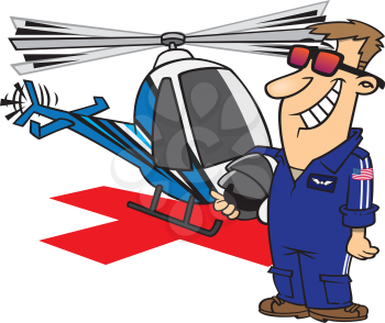 Royalty Free Clipart Image of a Helicopter Pilot