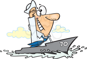 Royalty Free Clipart Image of a Man on a Boat