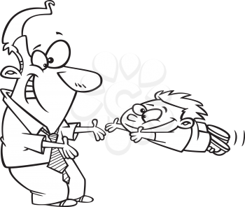 Royalty Free Clipart Image of a Son Jumping to His Father