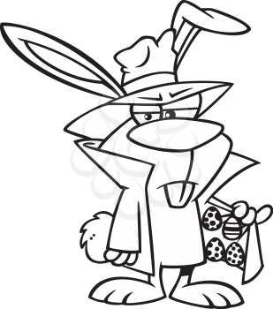 Royalty Free Clipart Image of a Bunny Selling Eggs
