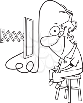 Royalty Free Clipart Image of a Man Hooked Up to a Screen