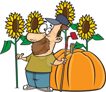 Royalty Free Clipart Image of a Man Standing in a Garden