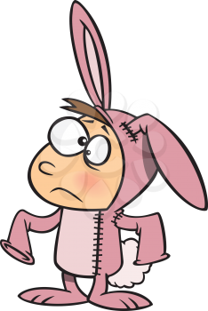 Royalty Free Clipart Image of a Boy in a Bunny Costume