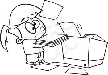 Royalty Free Clipart Image of a Woman by a Copier
