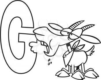 Royalty Free Clipart Image of a Goat With the Letter G