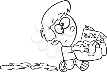 Royalty Free Clipart Image of a Boy Doing Laundry