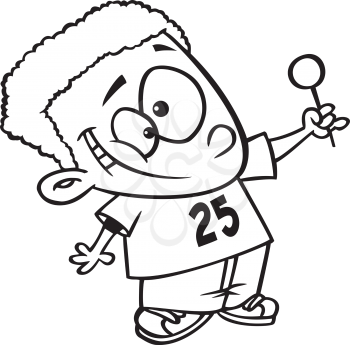 Royalty Free Clipart Image of a Boy Holding a Lollipop