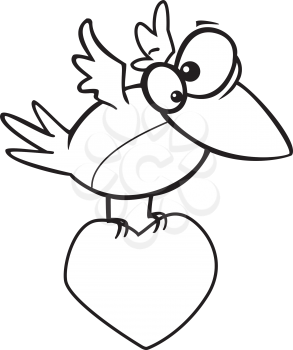 Royalty Free Clipart Image of a Bird Carrying a Heart