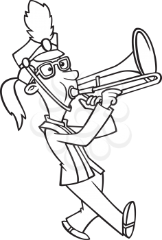 Royalty Free Clipart Image of a Girl Playing the Trombone