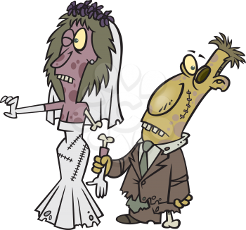 Royalty Free Clipart Image of a Zombie Wedding