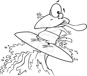 Royalty Free Clipart Image of a Surfing Bird