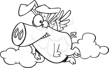 Royalty Free Clipart Image of a Flying Pig