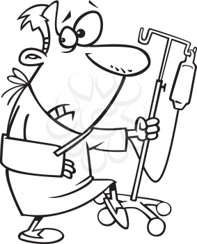 Royalty Free Clipart Image of a Man in a the Hospital Looking Sneaky