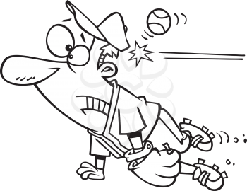 Royalty Free Clipart Image of a Ball Hitting a Player