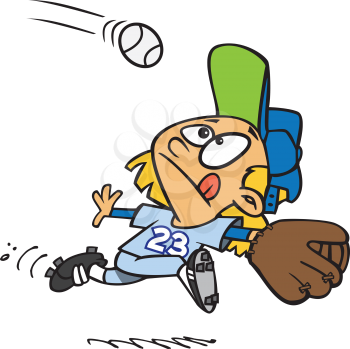 Royalty Free Clipart Image of a Girl Catching a Ball
