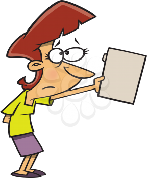 Royalty Free Clipart Image of a Woman Handing in a File