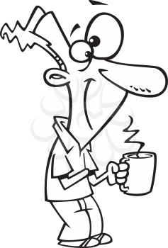 Royalty Free Clipart Image of a Man With a Hot Drink
