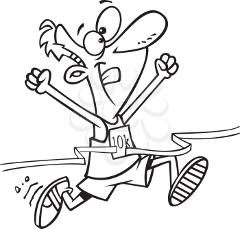 Royalty Free Clipart Image of a Man Winning the Race