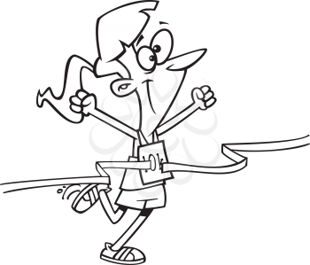 Royalty Free Clipart Image of a Woman Winning the Race