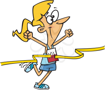 Royalty Free Clipart Image of a Woman Winning the Race