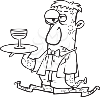 Royalty Free Clipart Image of a Monster Serving Wine 