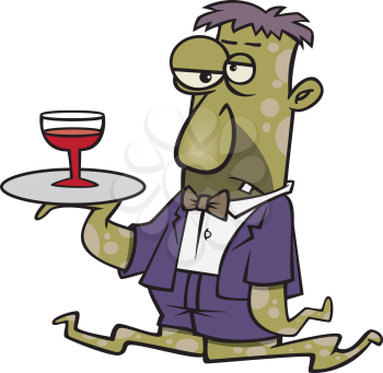 Royalty Free Clipart Image of a Monster Serving Wine 