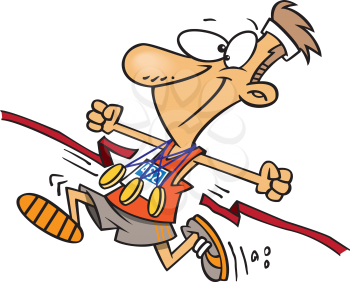 Royalty Free Clipart Image of a Male Winning another Race