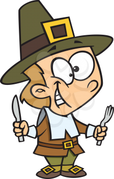 Royalty Free Clipart Image of a Pilgrim Boy