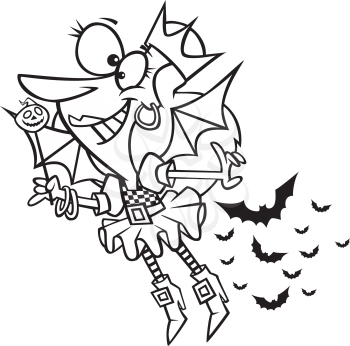 Royalty Free Clipart Image of a Flying Witch