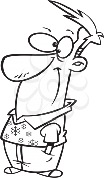 Royalty Free Clipart Image of a Man in a Snowflake Vest