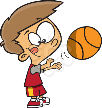 Royalty Free Clipart Image of a Boy Playing Basketball