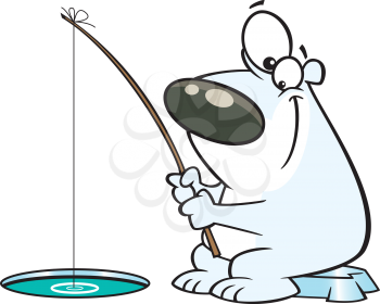 Royalty Free Clipart Image of a Bear Ice Fishing