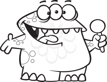 Royalty Free Clipart Image of a Monster With a Microphone