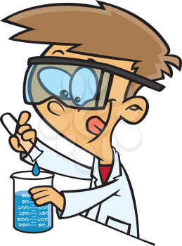 Royalty Free Clipart Image of a Boy Doing a Science Experiment