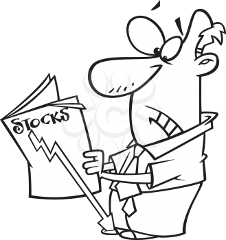 Royalty Free Clipart Image of a Man Looking at the Stock Market News