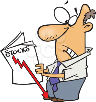 Royalty Free Clipart Image of a Man Looking at the Stock Market News