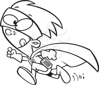 Royalty Free Clipart Image of a Superhero Kid With a Calculator