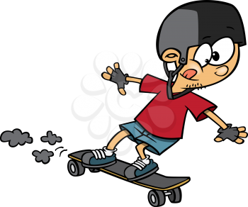 Royalty Free Clipart Image of a Boy Riding a Skateboard