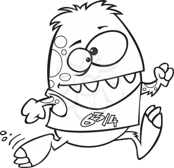 Royalty Free Clipart Image of a Monster Running a Marathon