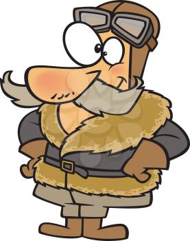 Royalty Free Clipart Image of a Man Dressed as a Vintage Pilot