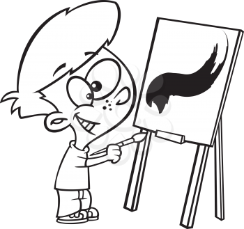 Royalty Free Clipart Image of a Boy Painting a Picture
