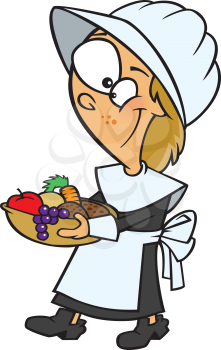 Royalty Free Clipart Image of a Pilgrim Woman