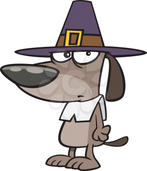 Royalty Free Clipart Image of a Dog in a Pilgrim Hat
