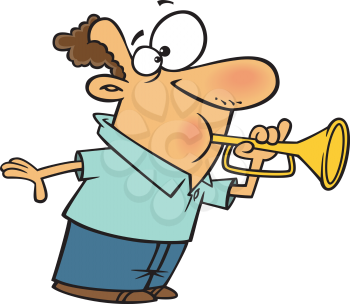 Royalty Free Clipart Image of a Man Playing a Horn