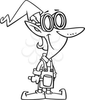 Royalty Free Clipart Image of an Elf With a Hammer
